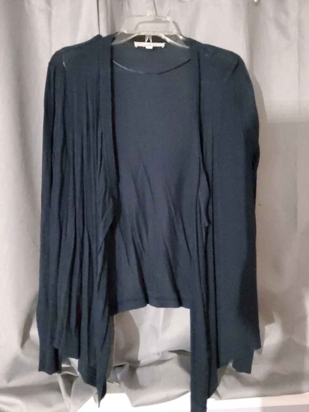 LOFT Navy Open-Front Draped Cardigan